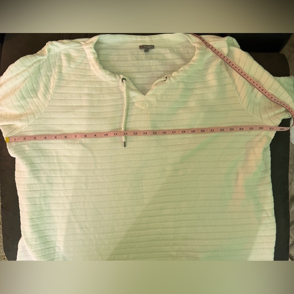 Talbots Cream Striped Hoodie Sweatshirt - Picture 8 of 9
